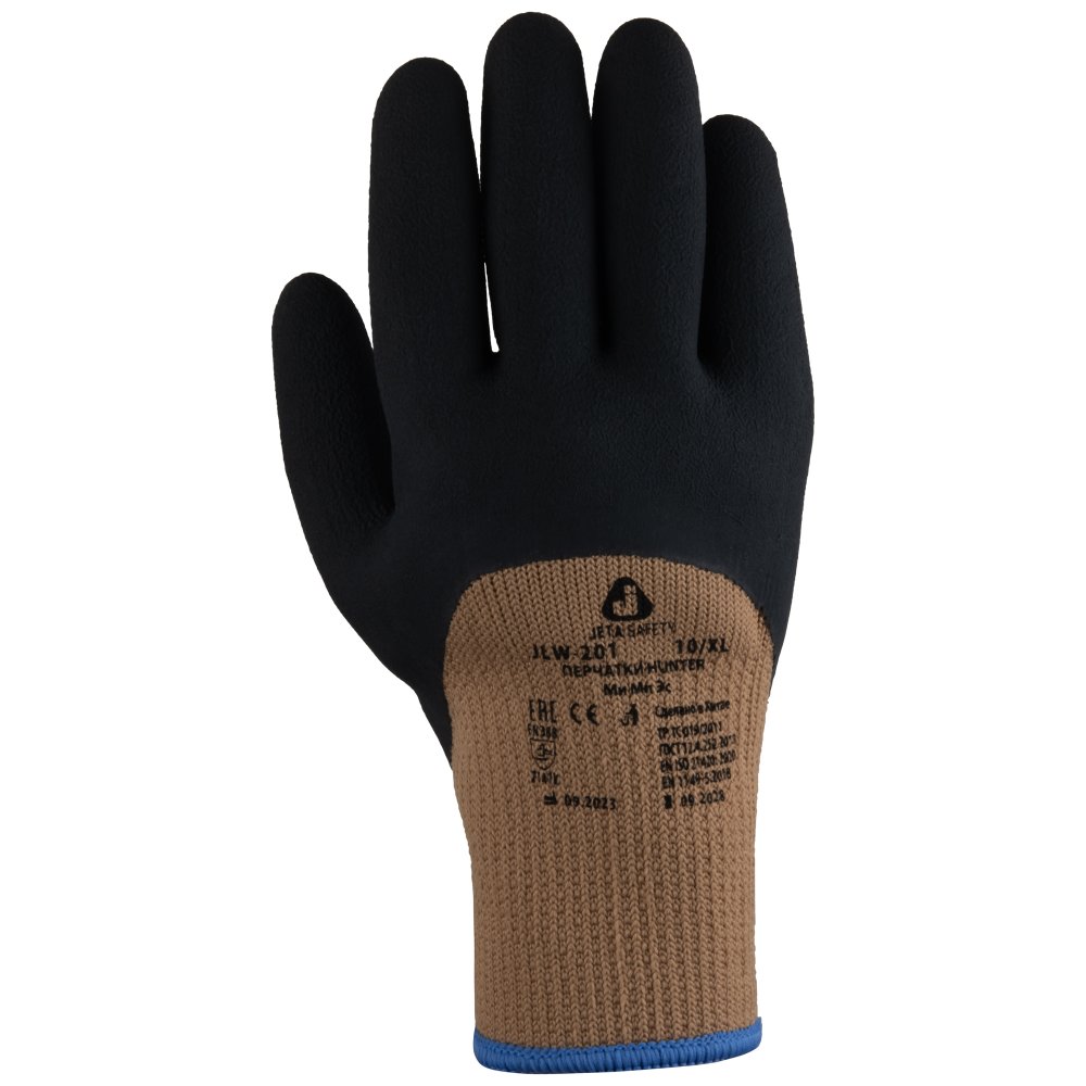 Hunter Перчатки Jeta Safety трикотажные из синтетических нитей с начесом с латексным покрытием на 3/4 JLW-201-L