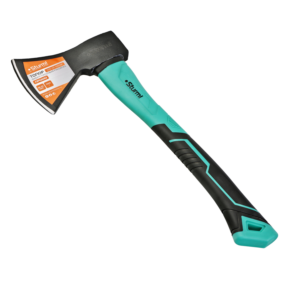 Топор, 1000г, фиберглассовая обрезиненная рукоятка, Sturm!