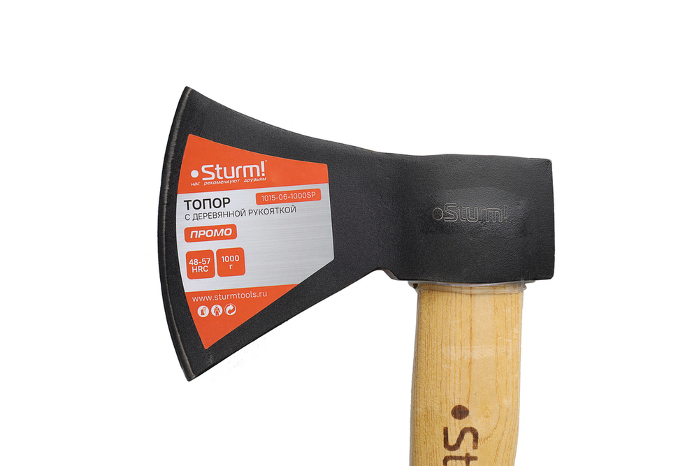 Топор, 1000г, деревянная рукоятка, Sturm!