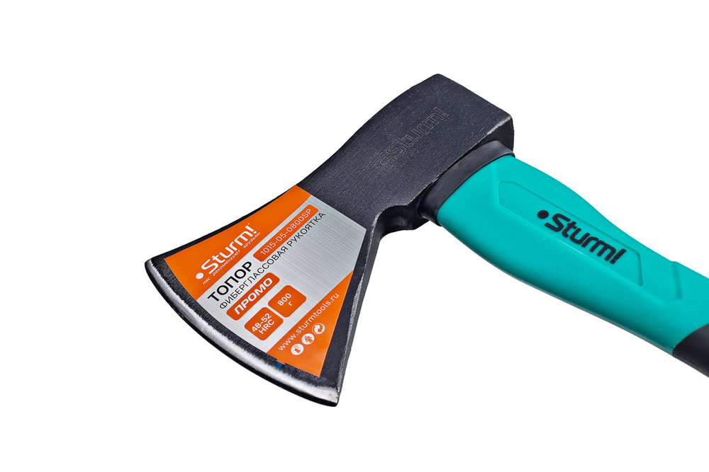 Топор, 800г, фиберглассовая обрезиненная рукоятка, Sturm!