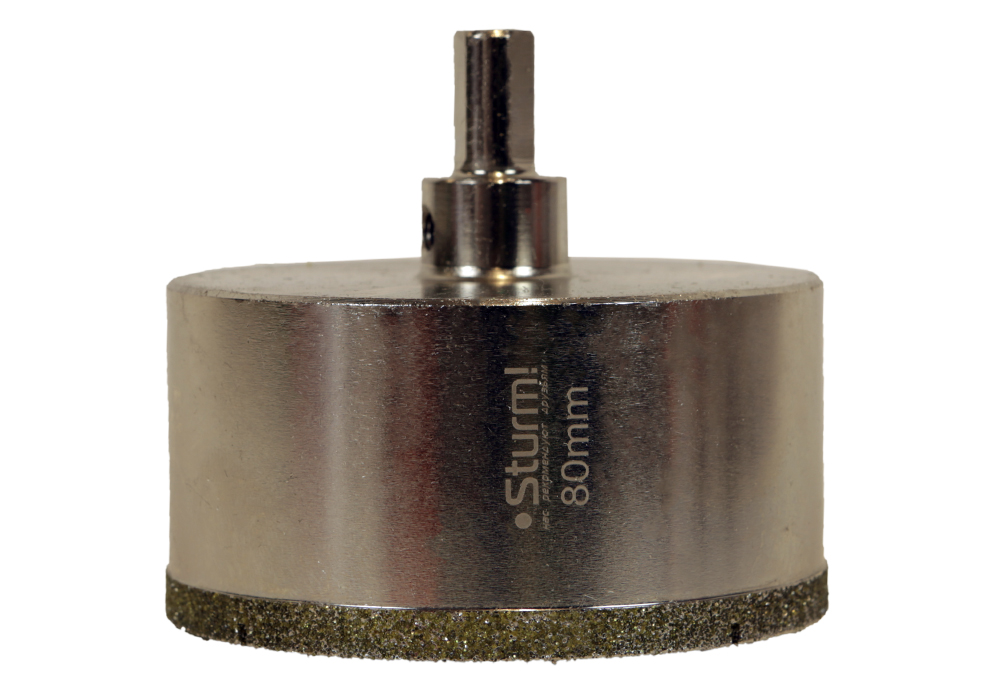 Коронка алмазная по керамограниту 80 х 70 мм,3гр. Хв., с центрир. Cверл. Sturm!