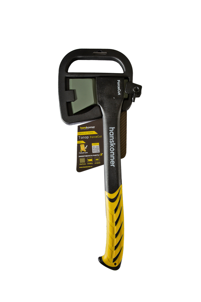 Топор 650г, фиберглассовая рукоятка с TPE, кованый, PTFE покрытие, Hanskonner