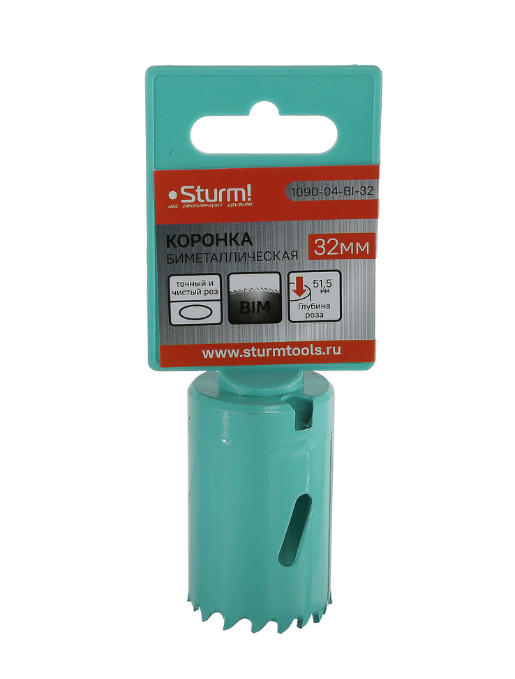 Коронка биметаллическая, 32 мм, 5/8", Sturm!