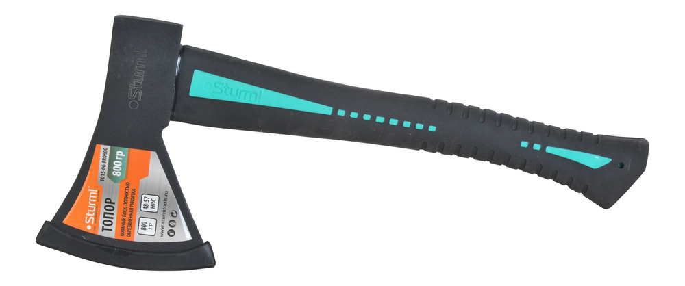 Топор, 800г, фиберглассовая обрезиненная рукоятка, Sturm!