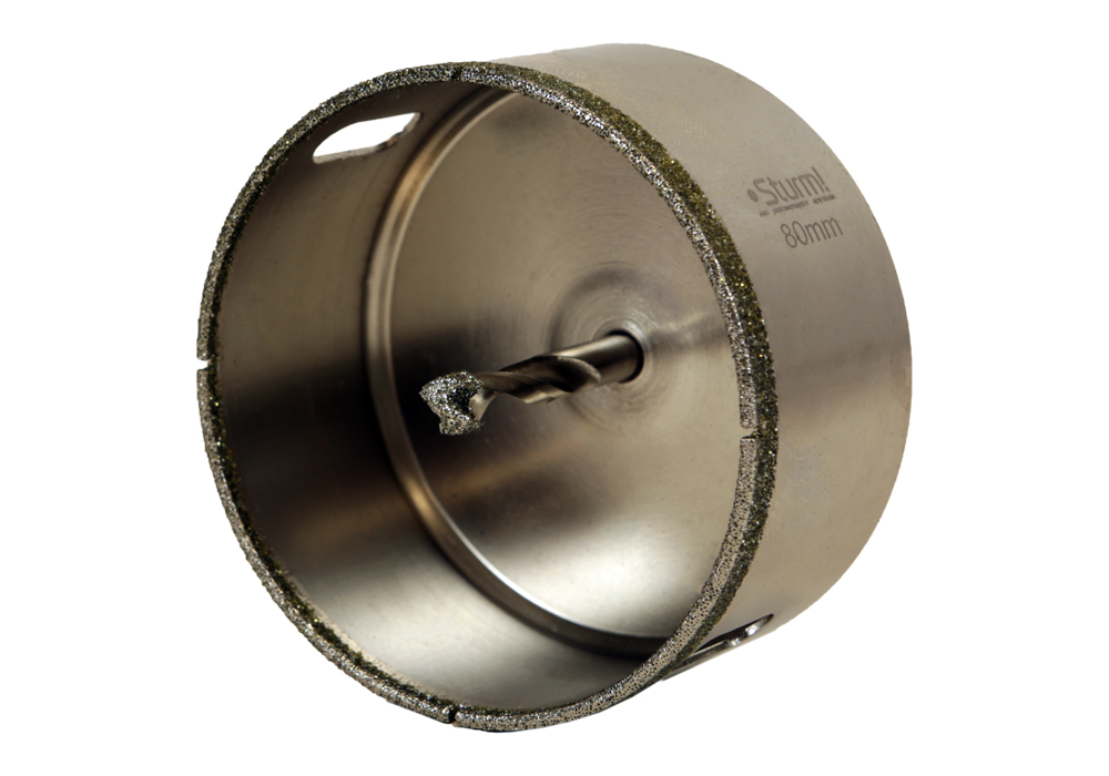 Коронка алмазная по керамограниту 80 х 70 мм,3гр. Хв., с центрир. Cверл. Sturm!