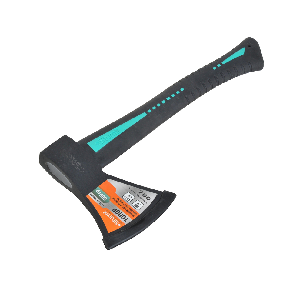 Топор, 800г, фиберглассовая обрезиненная рукоятка, Sturm!