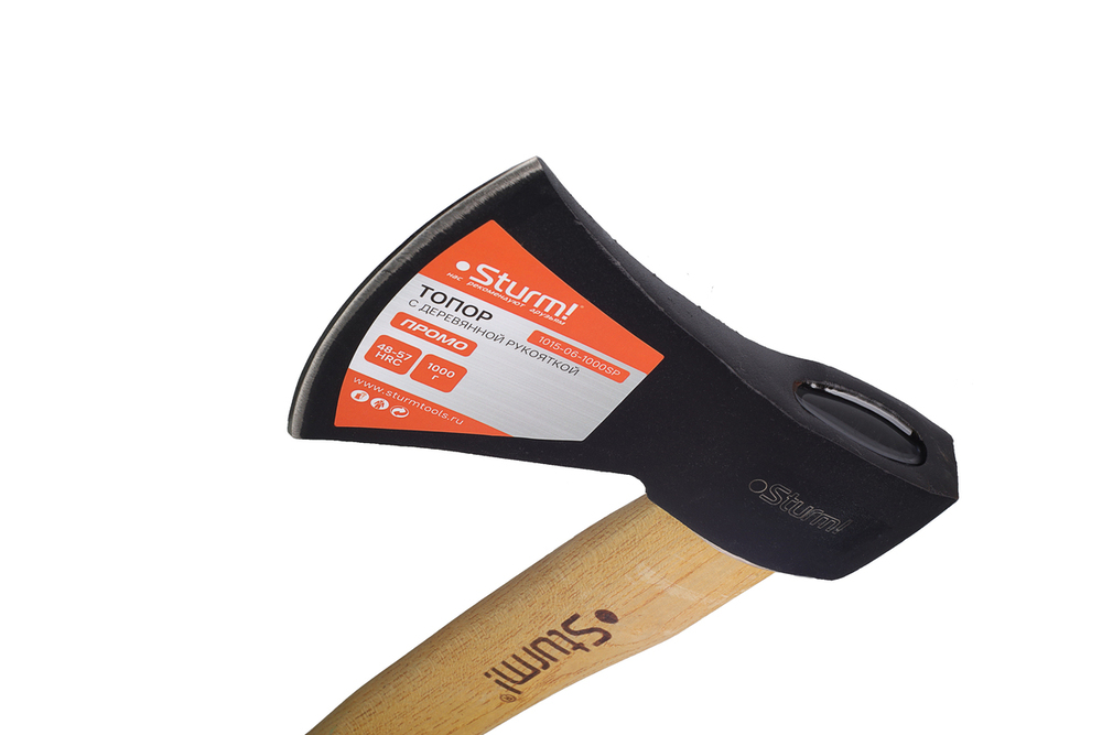 Топор, 1000г, деревянная рукоятка, Sturm!