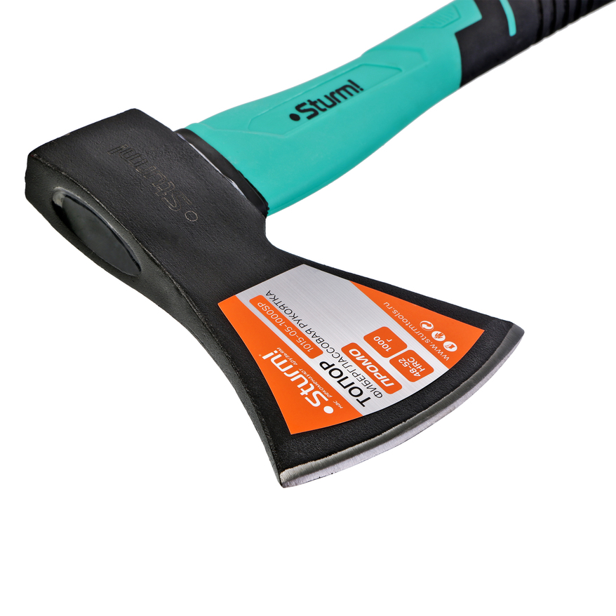 Топор, 1000г, фиберглассовая обрезиненная рукоятка, Sturm!