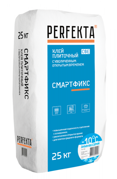 Клей плиточный с увеличенным открытым временем Смартфикс C0 E Зимняя серия, 25 кг