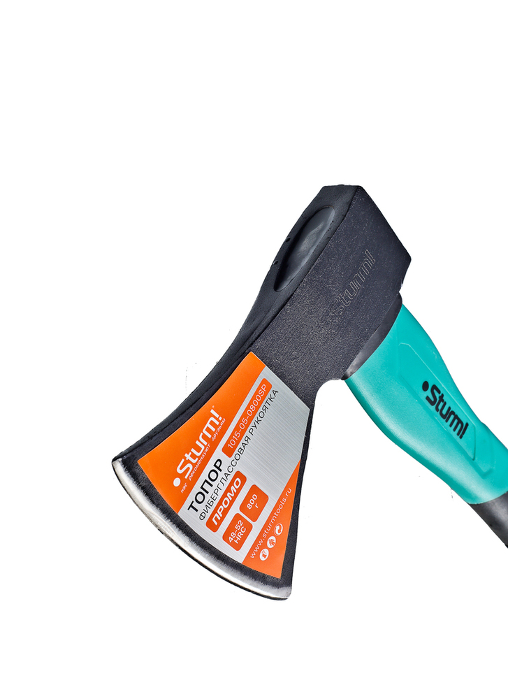 Топор, 800г, фиберглассовая обрезиненная рукоятка, Sturm!