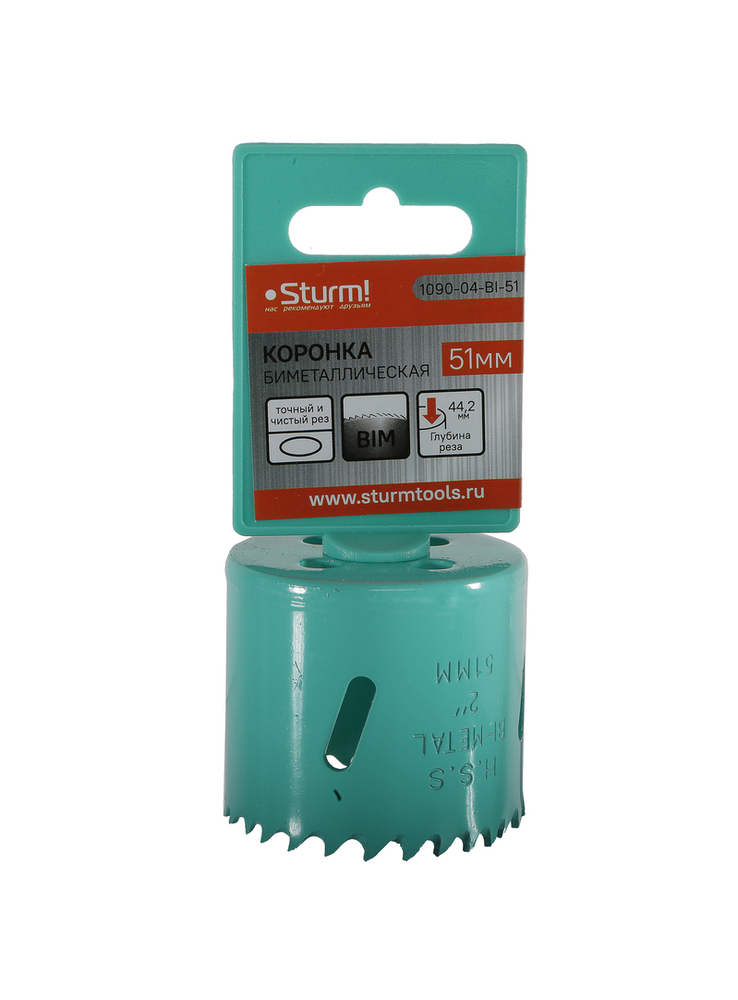 Коронка биметаллическая, 51 мм, 5/8", Sturm!