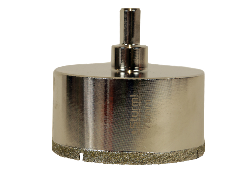 Коронка алмазная по керамограниту 75 х 70 мм,3гр. Хв., с центрир. Cверл. Sturm!