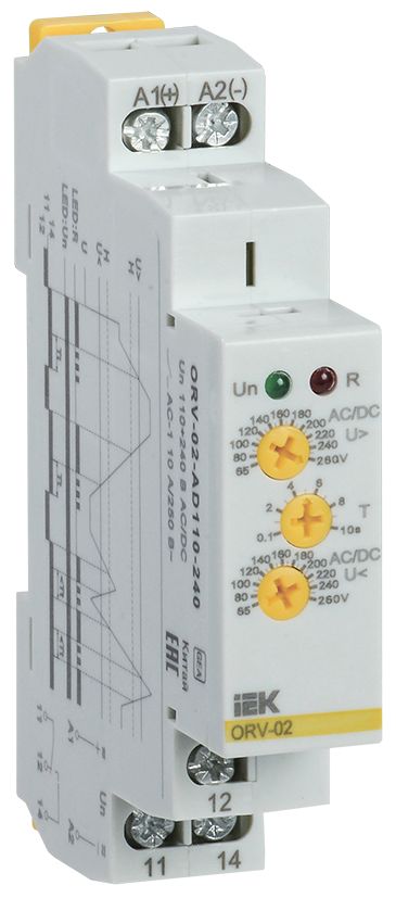 Реле контроля напряжения ORV однофазное 110-240В AC/DC IEK