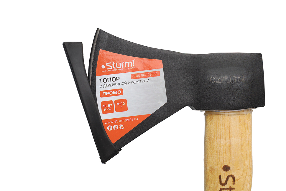 Топор, 1000г, деревянная рукоятка, Sturm!