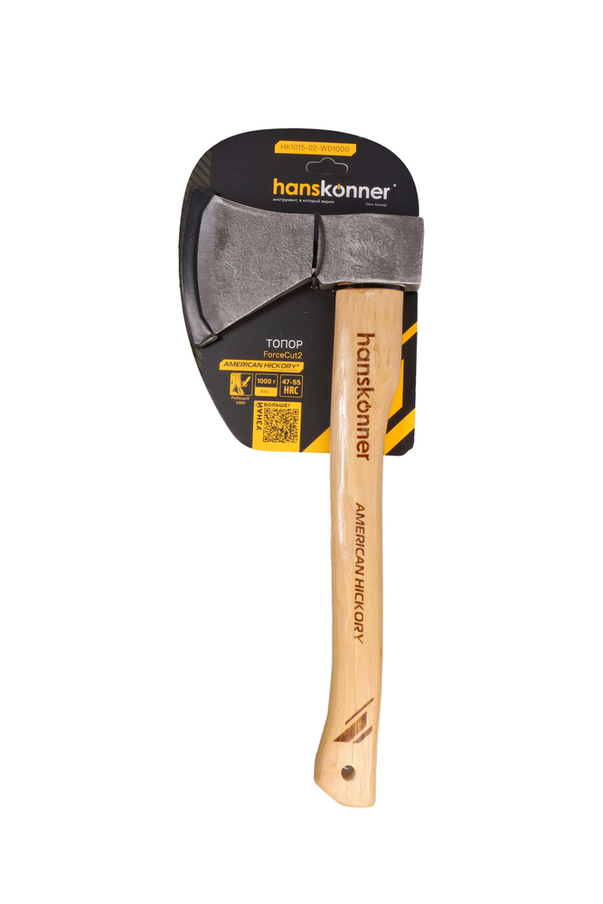 Топор деревянный 1000г, длина рукоятки 400мм, рукоятка гикори, hanskonner