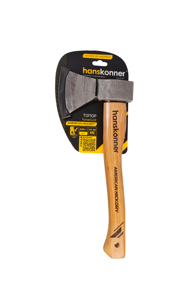 Топор деревянный 600г, длина рукоятки 360мм, рукоятка гикори, hanskonner