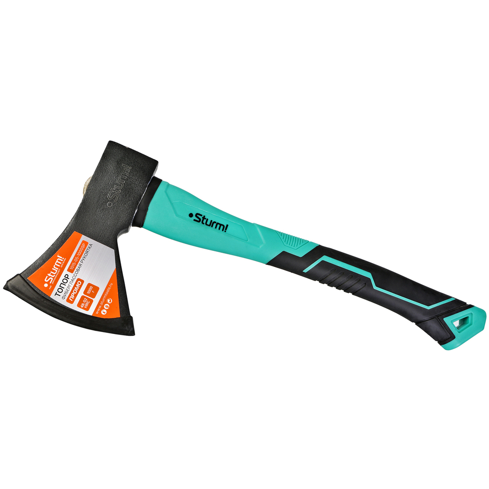 Топор, 1000г, фиберглассовая обрезиненная рукоятка, Sturm!